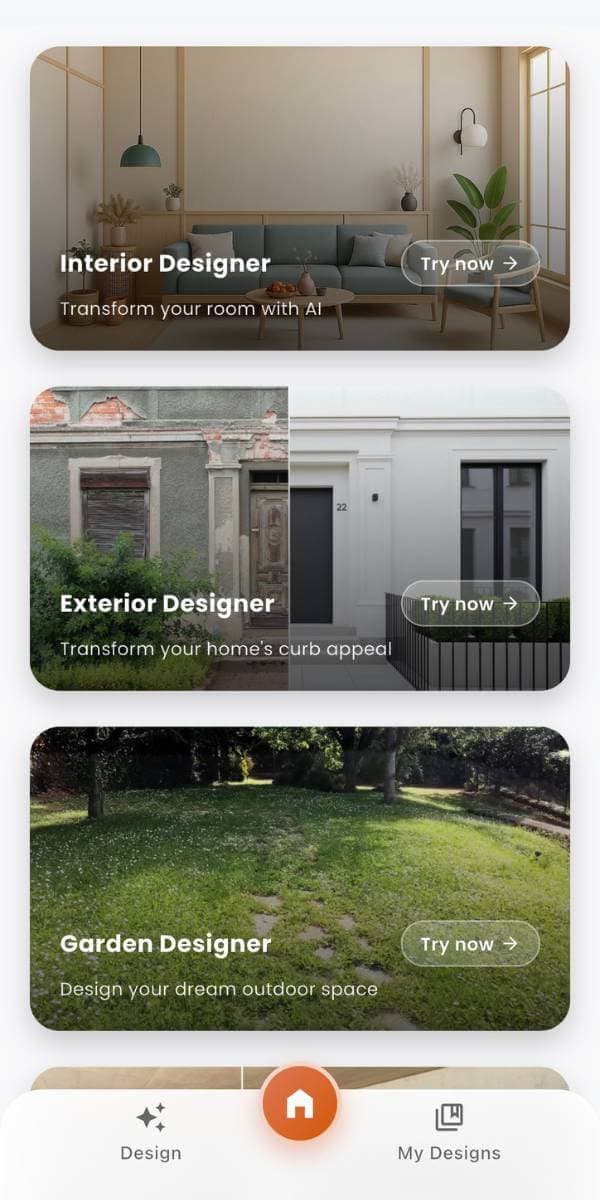 Decor Home AI App showing room makeover features