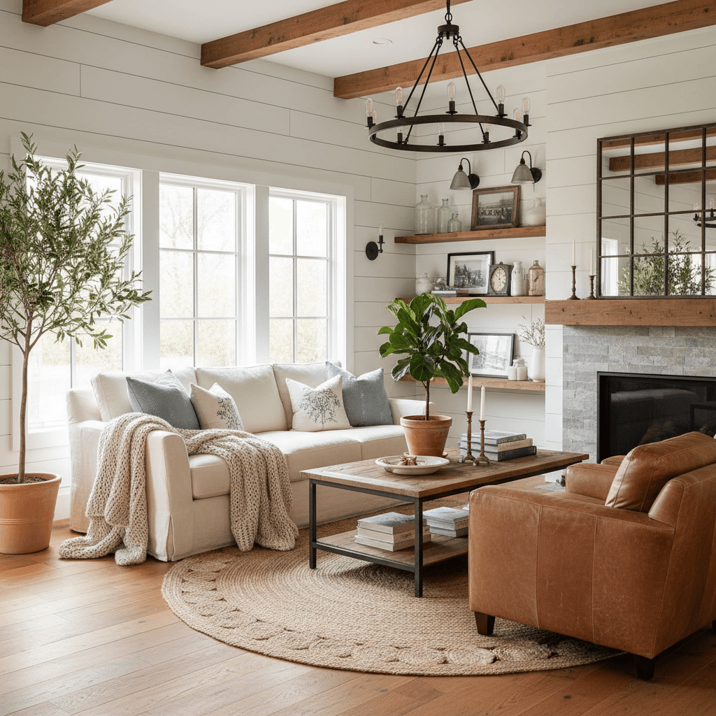 Farmhouse style room designed with Decor Home AI - AI Interior Design App